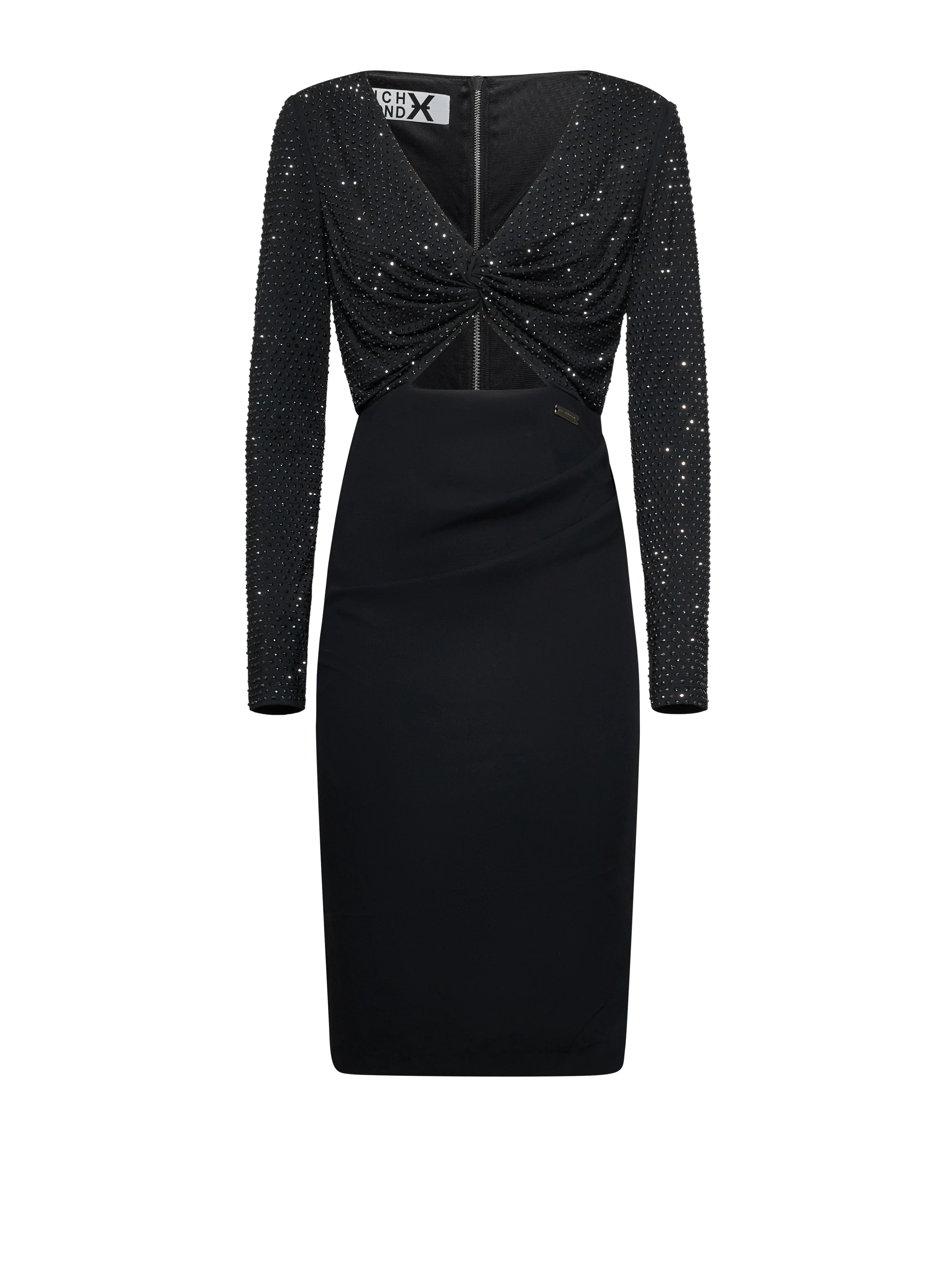Abito midi con scollo profondo e bustier drappeggiato