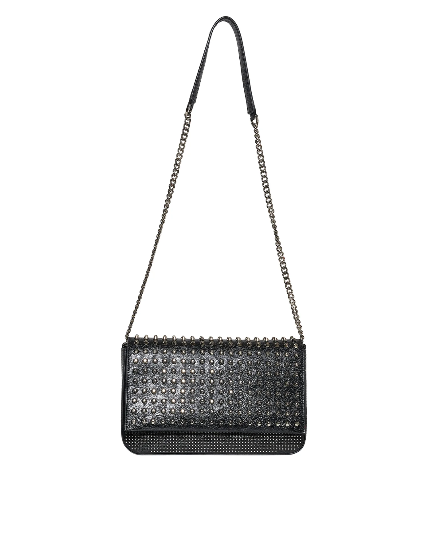 Borsa a spalla con catena e finitura decorativa