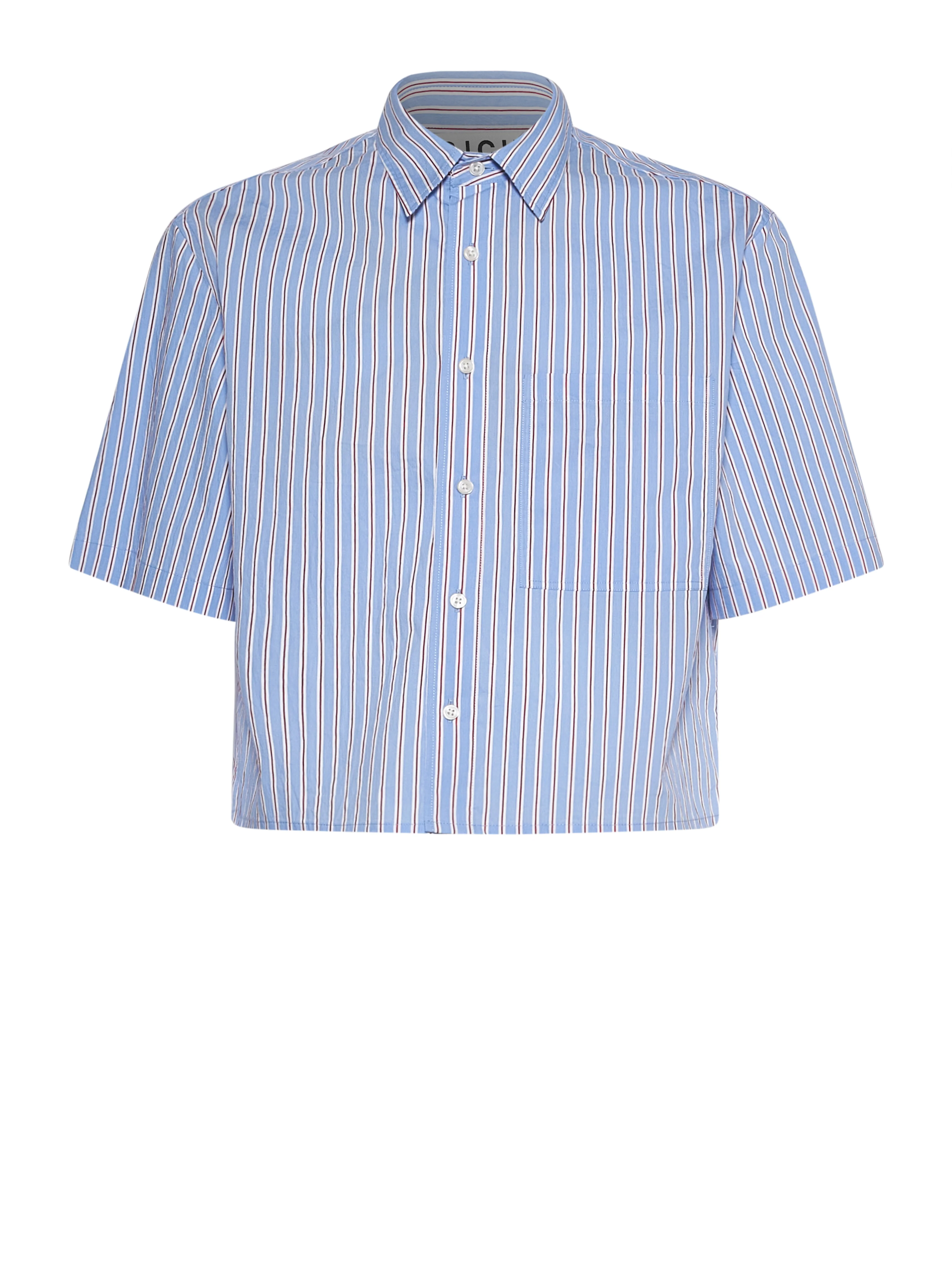 Camicia a righe con ricamo logo sul retro