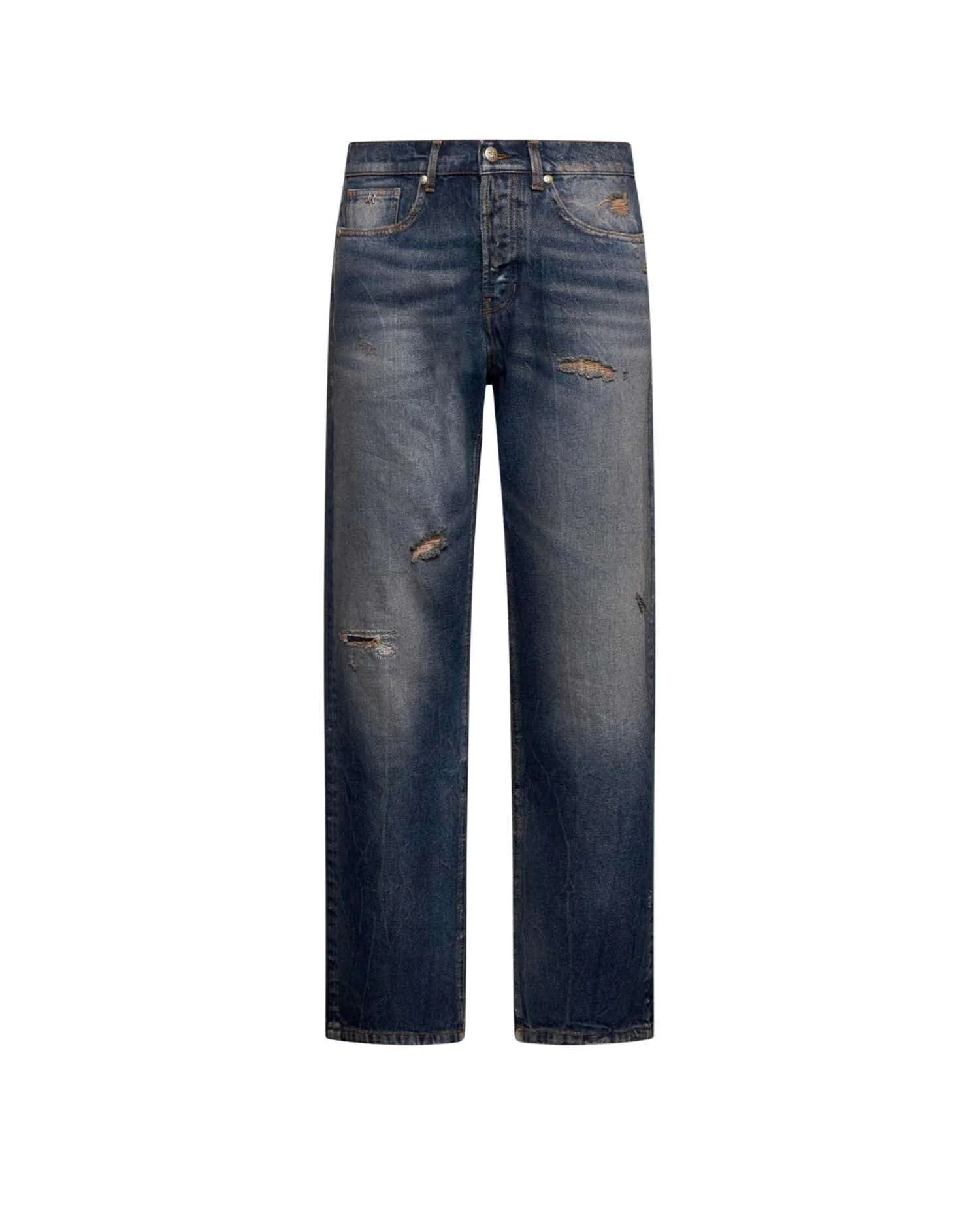 Jeans con effetto used e dettagli distressed