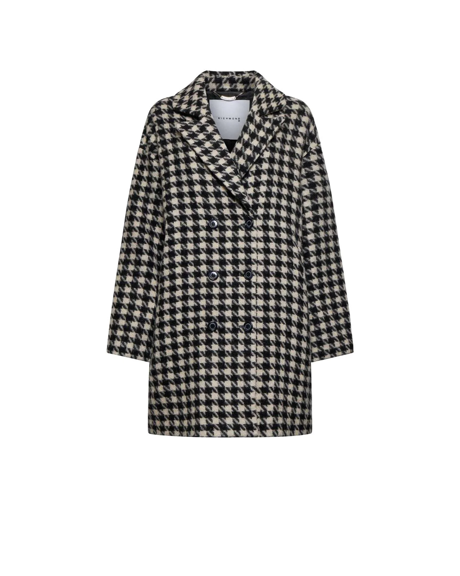 Cappotto doppiopetto con motivo pied de poule – Stile iconico e ricercato