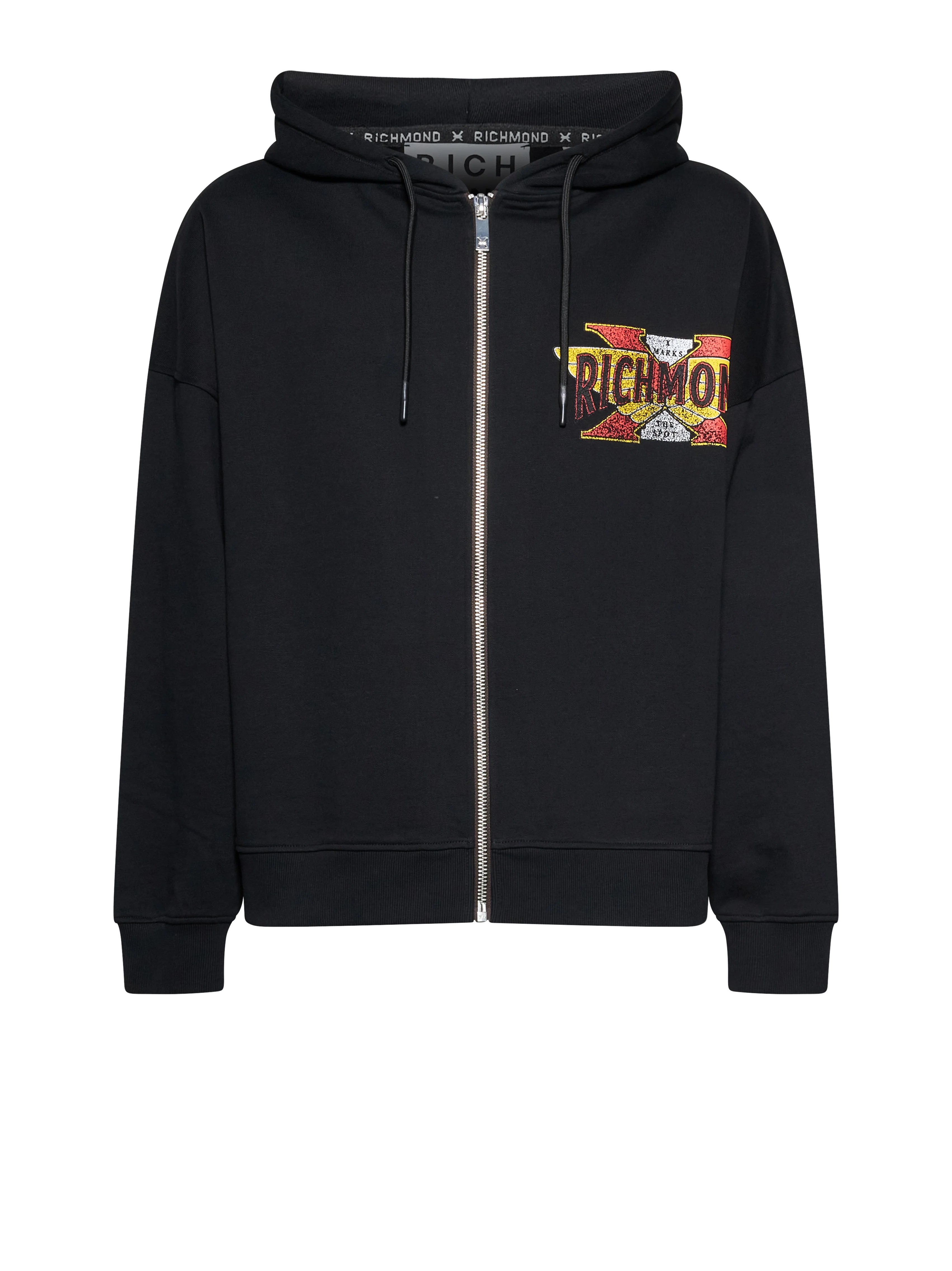 Felpa con cappuccio e zip con grafica iconica frontale
