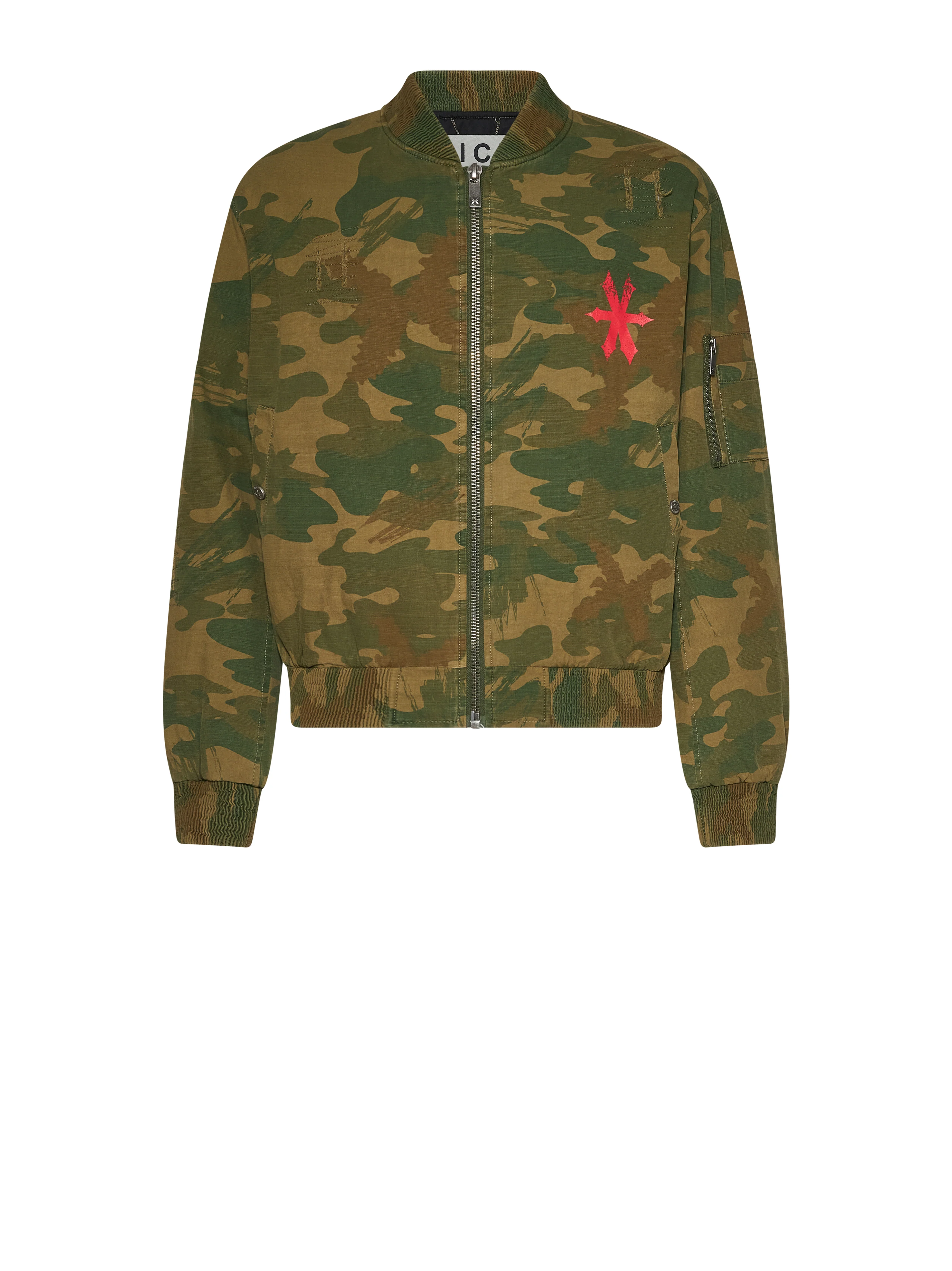 Giacca con motivo camouflage e logo distintivo