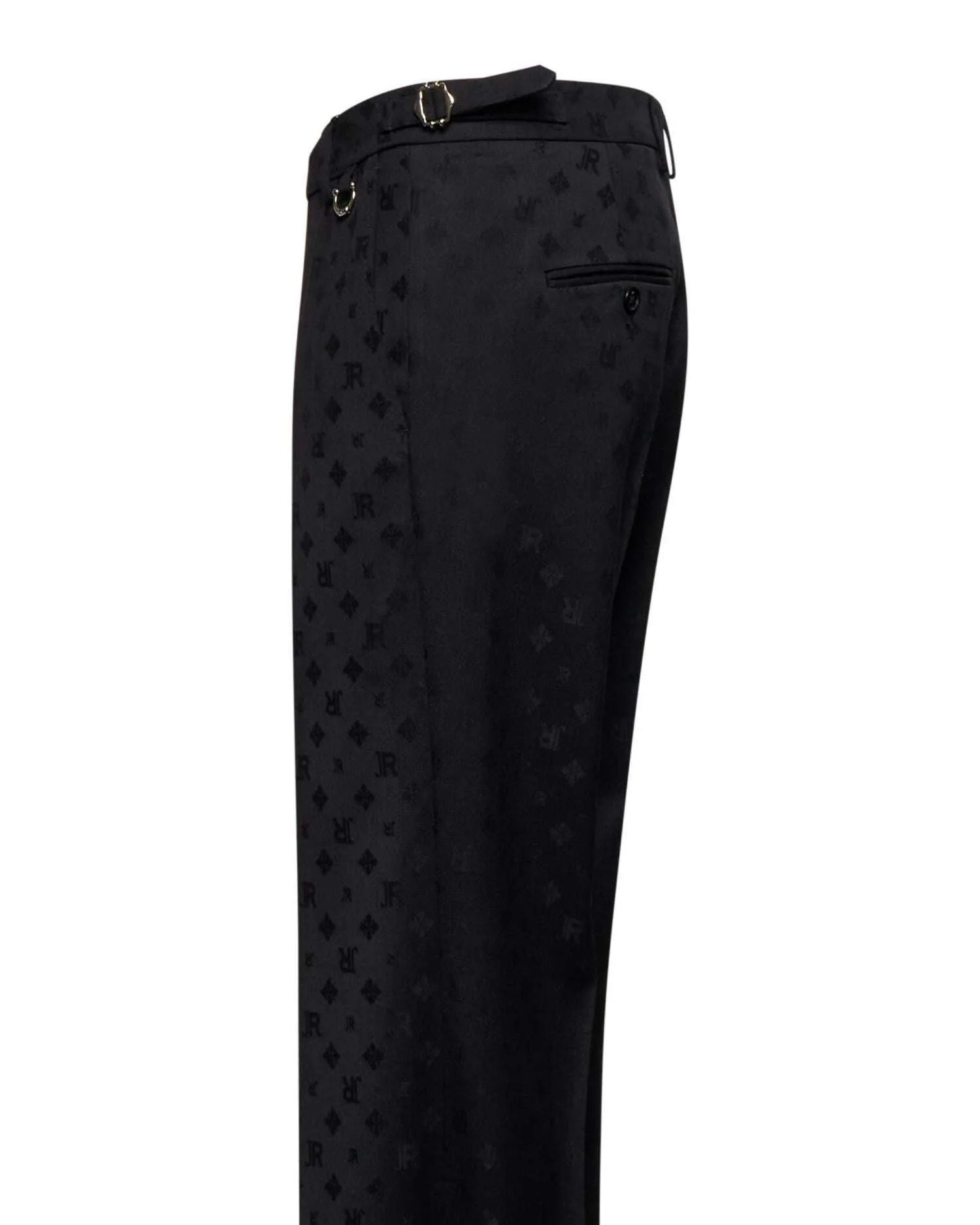 Pantaloni con motivo jacquard tono su tono e dettagli laterali - Image 3