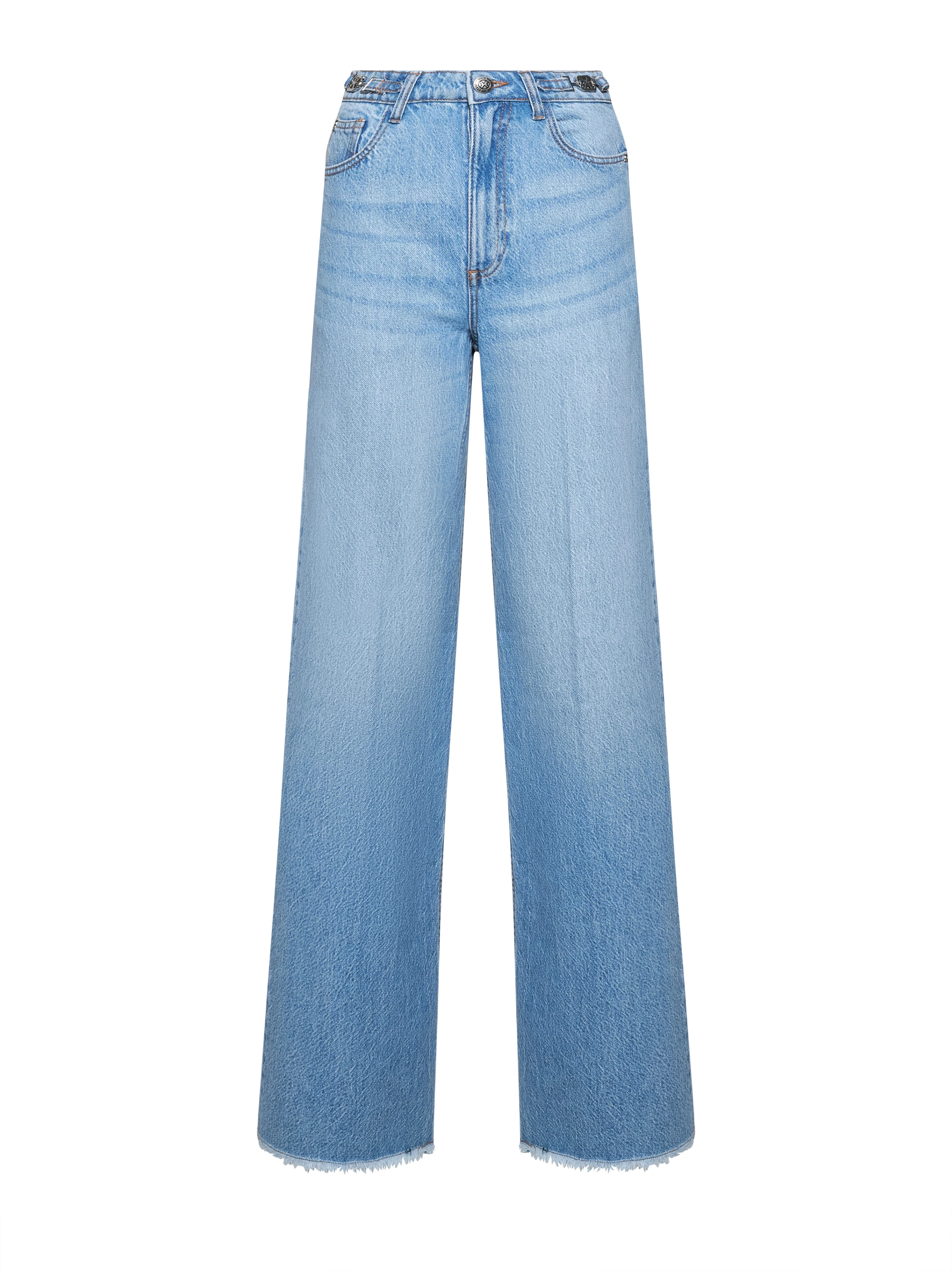 Jeans a gamba ampia con bordo a taglio vivo