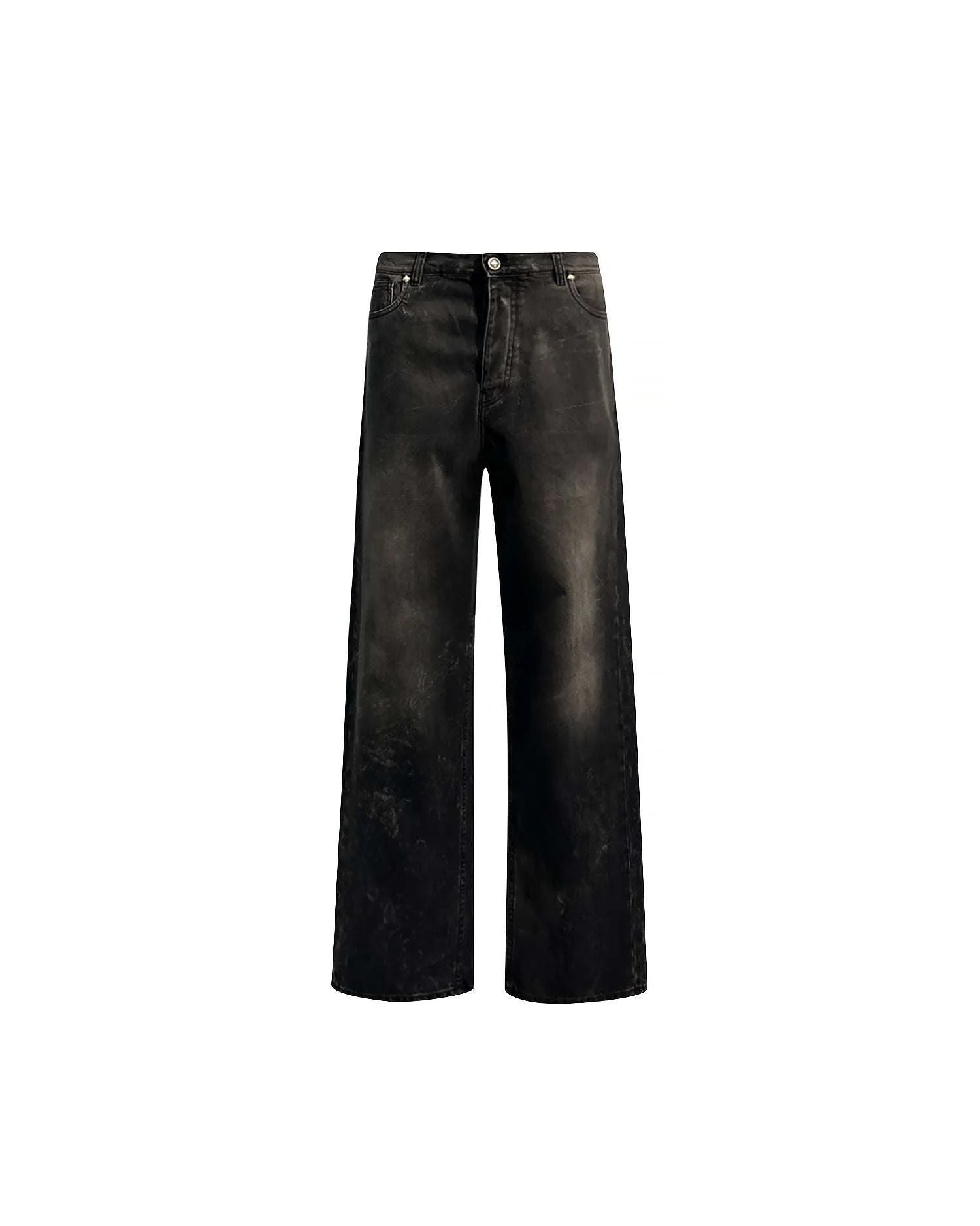Jeans regular in nero e con lacerazione e lettering "RICH" - Image 8