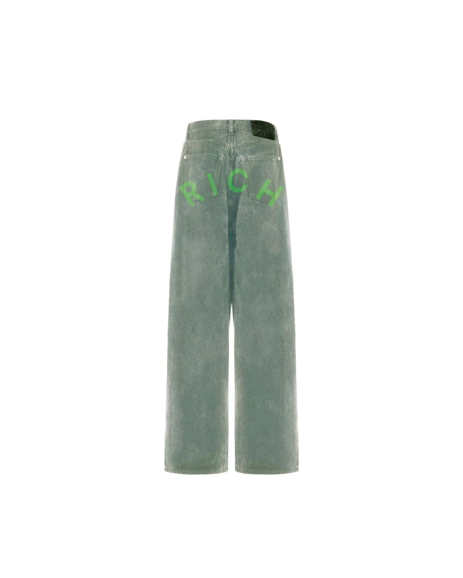 Jeans super baggy in blu chiaro con lettering "RICH" - Image 9