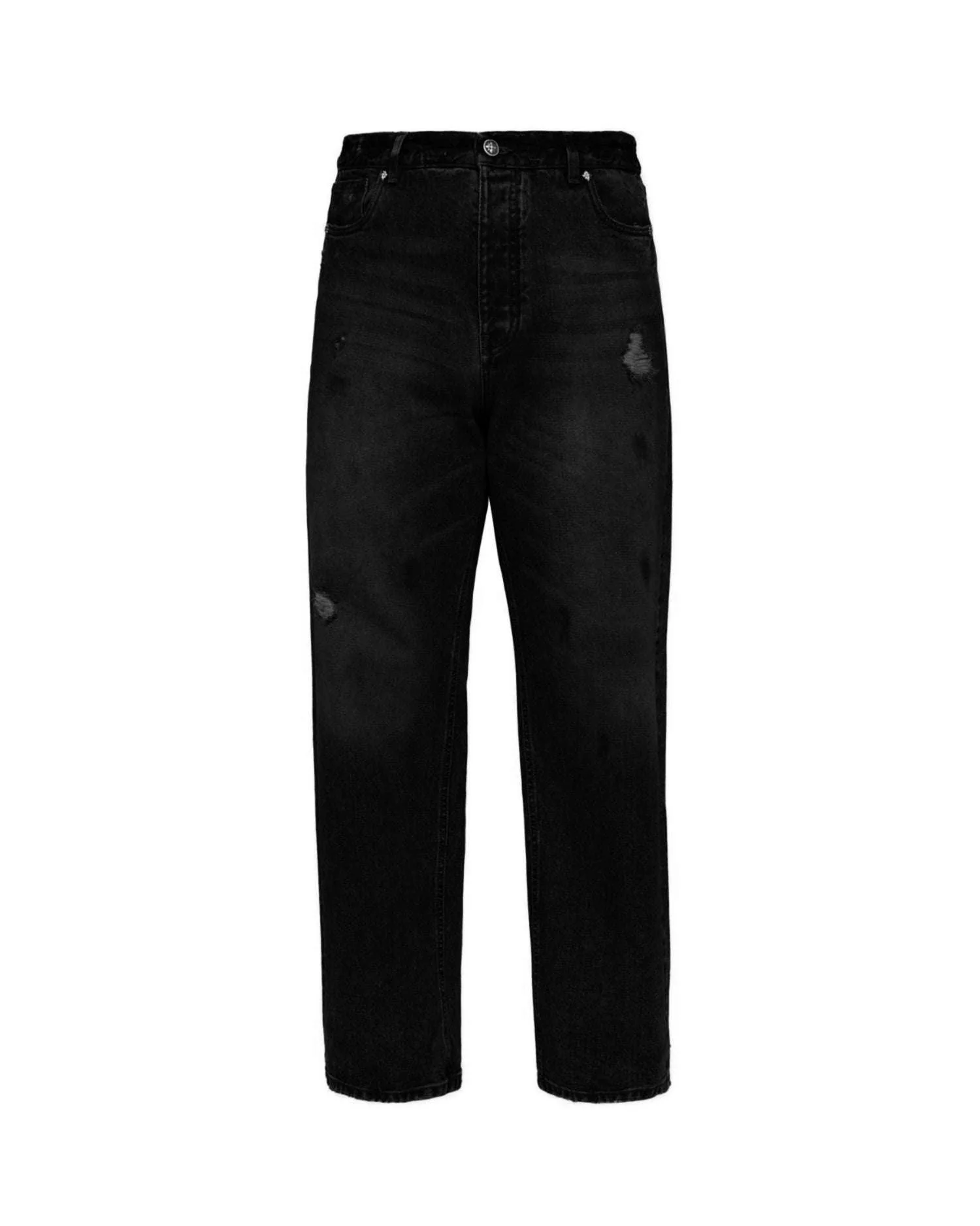 Jeans straight fit con rotture e lavaggio effetto vintage - Image 3