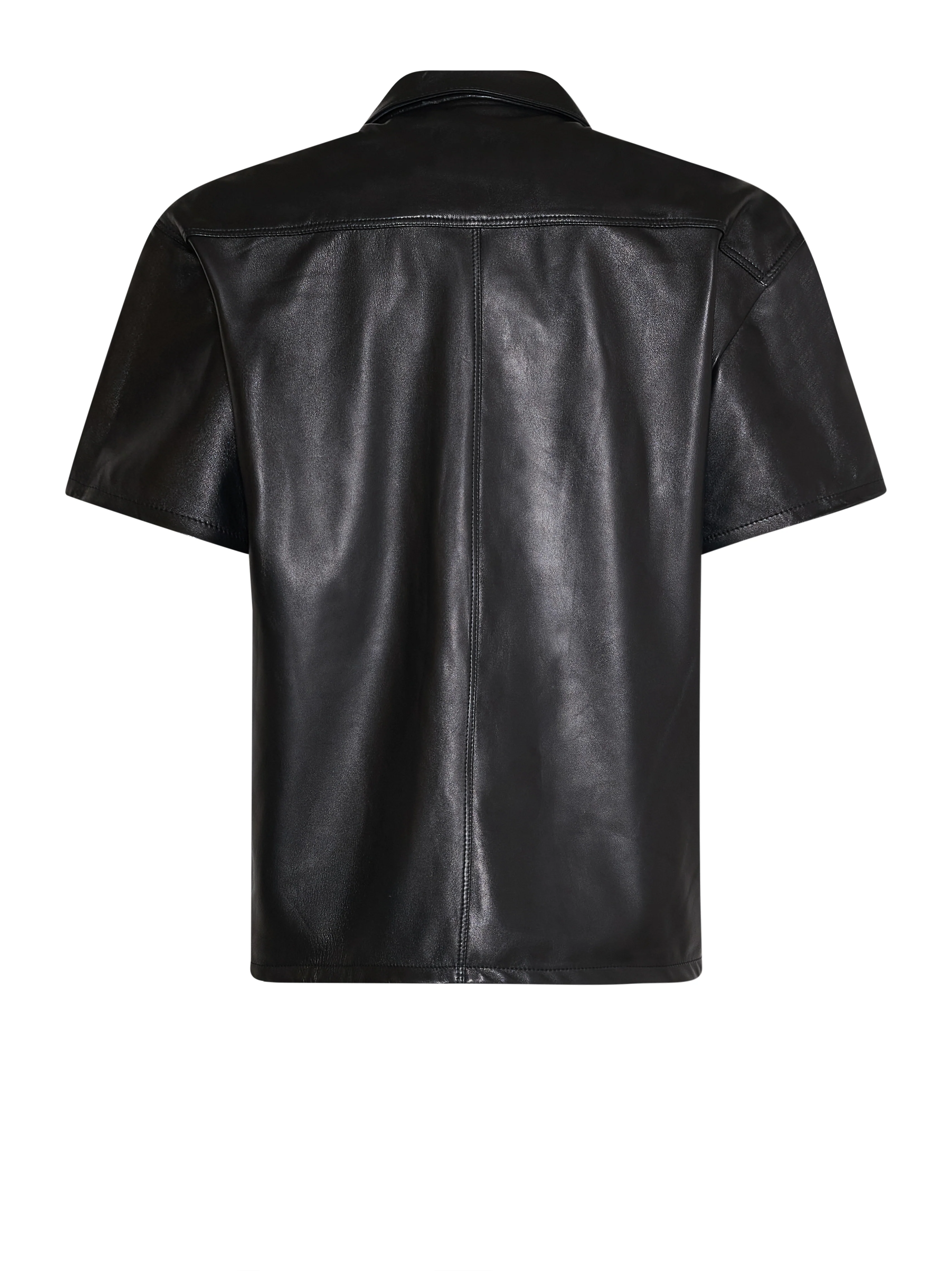 Camicia in pelle con tasche applicate e chiusura frontale - Image 2