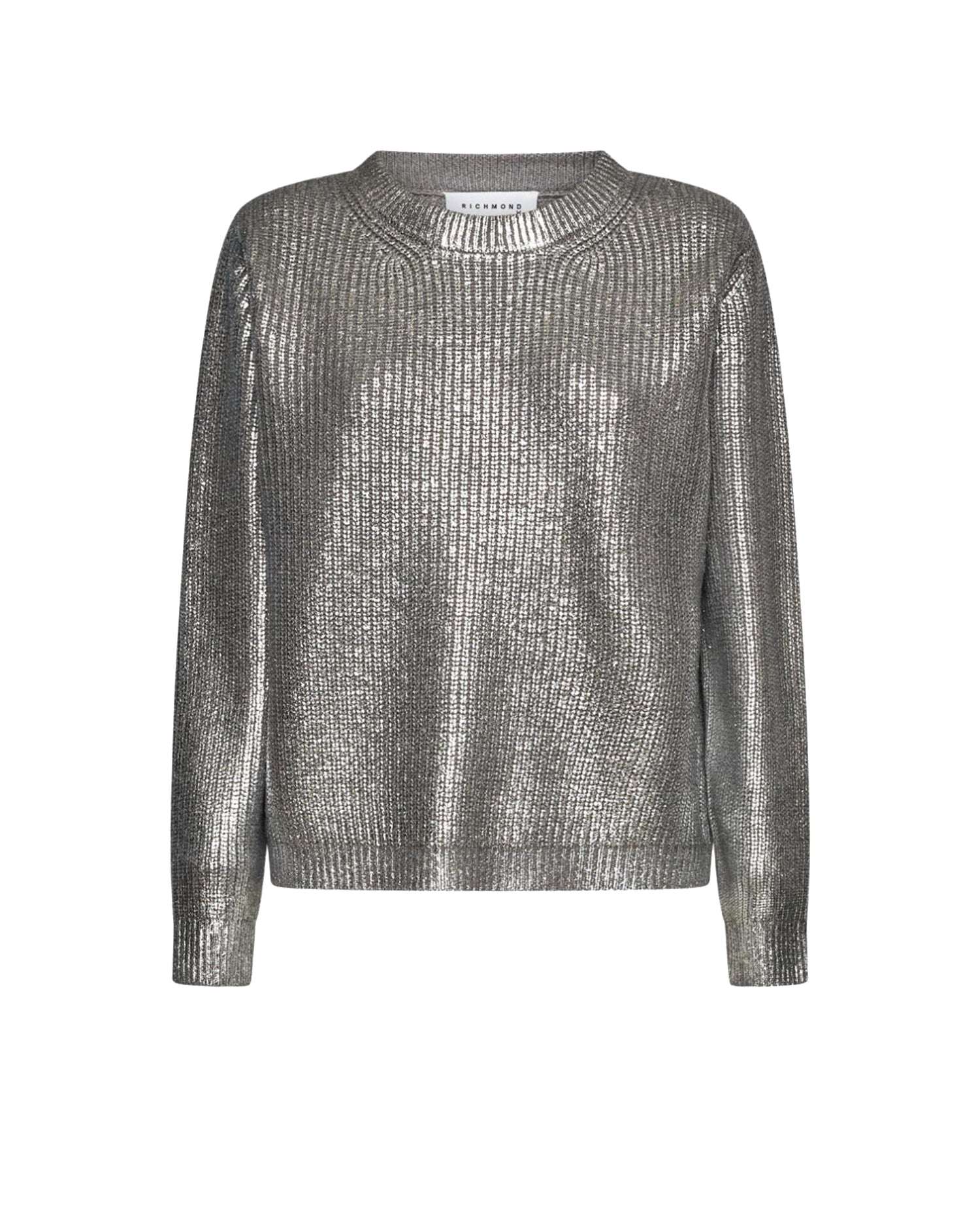 Maglia girocollo in maglia metallizzata