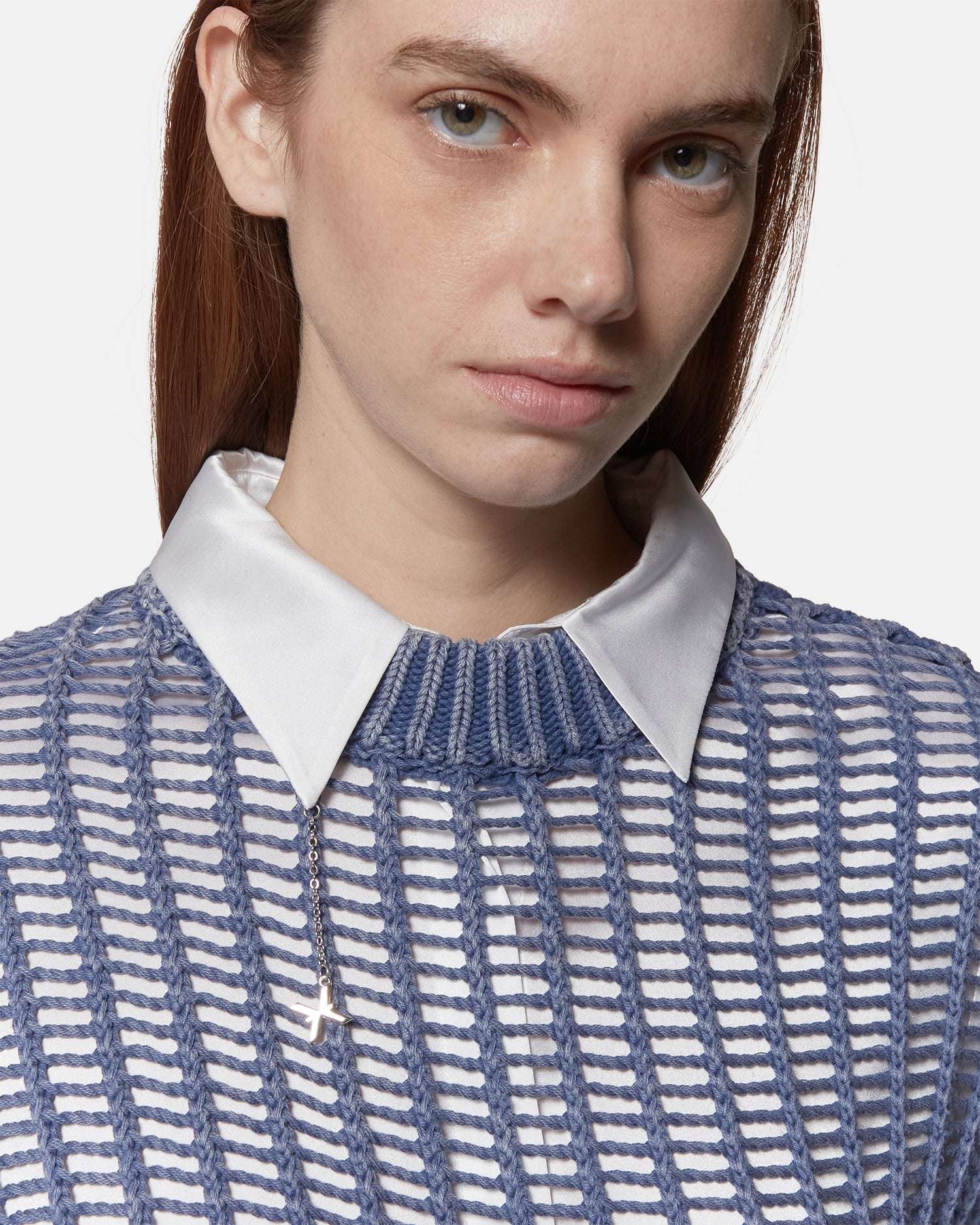 Maglia traforata blu - Image 3