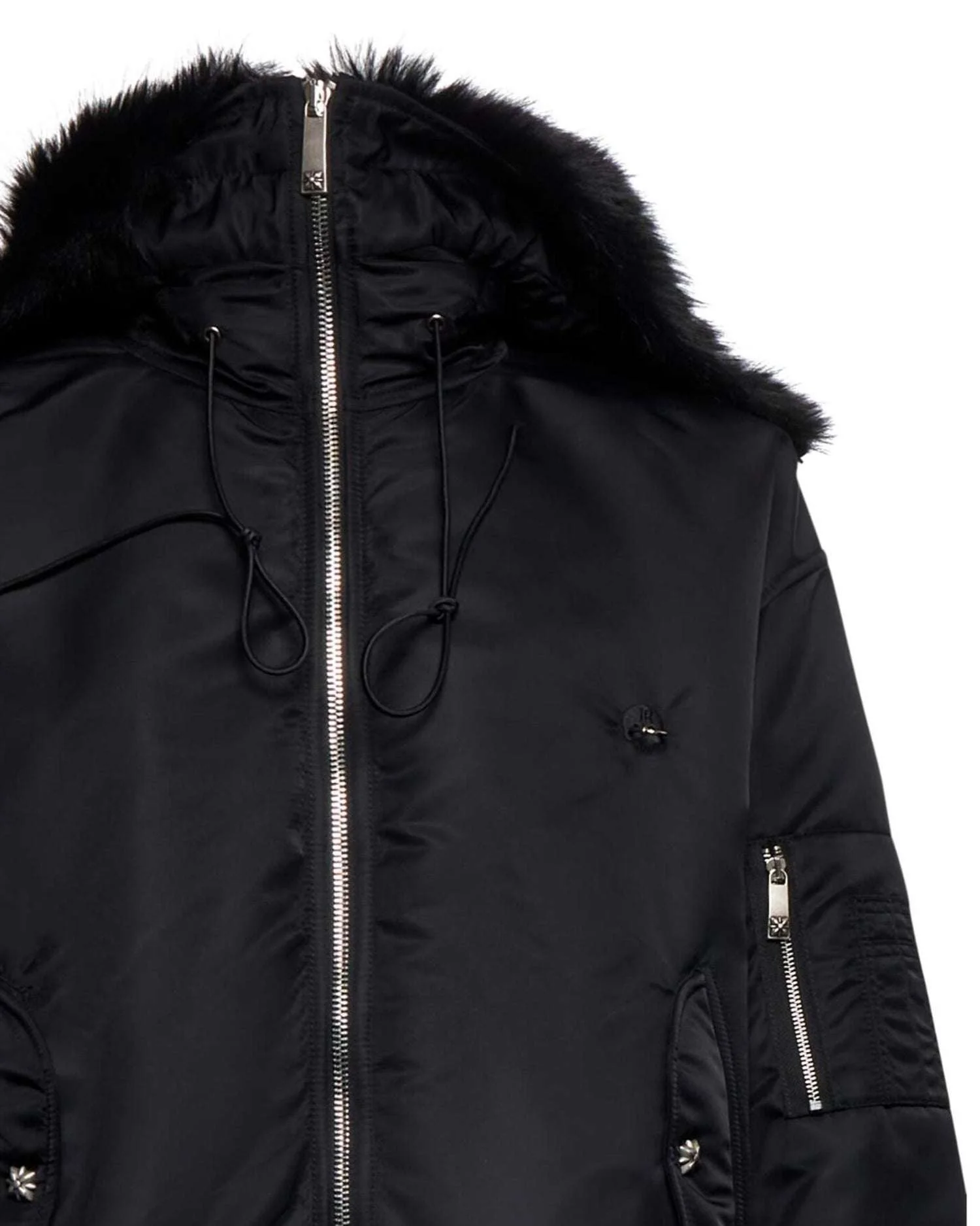 Bomber con cappuccio bordato e tasche - Image 3
