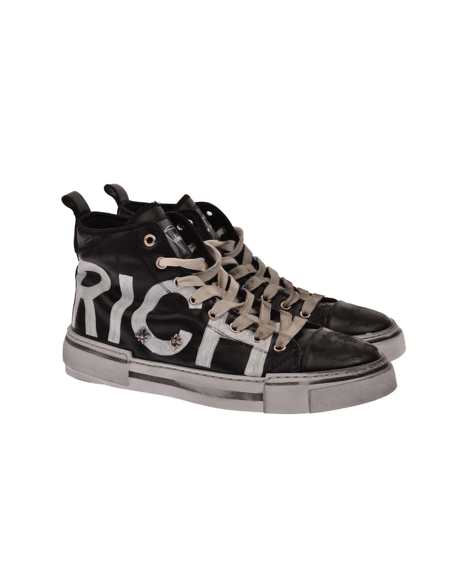 Sneakers alte con maxi lettering e dettagli grintosi