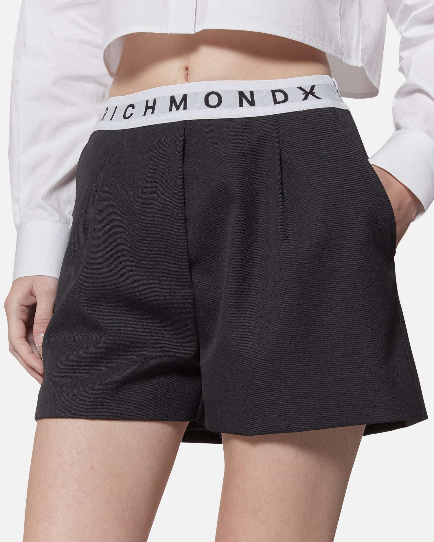 Shorts neri con cintura elastica logo Richmond X - Image 3