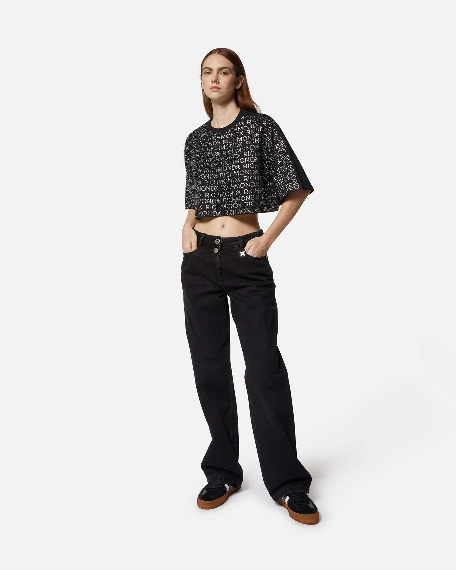 T-shirt cropped con logo all-over Richmond
