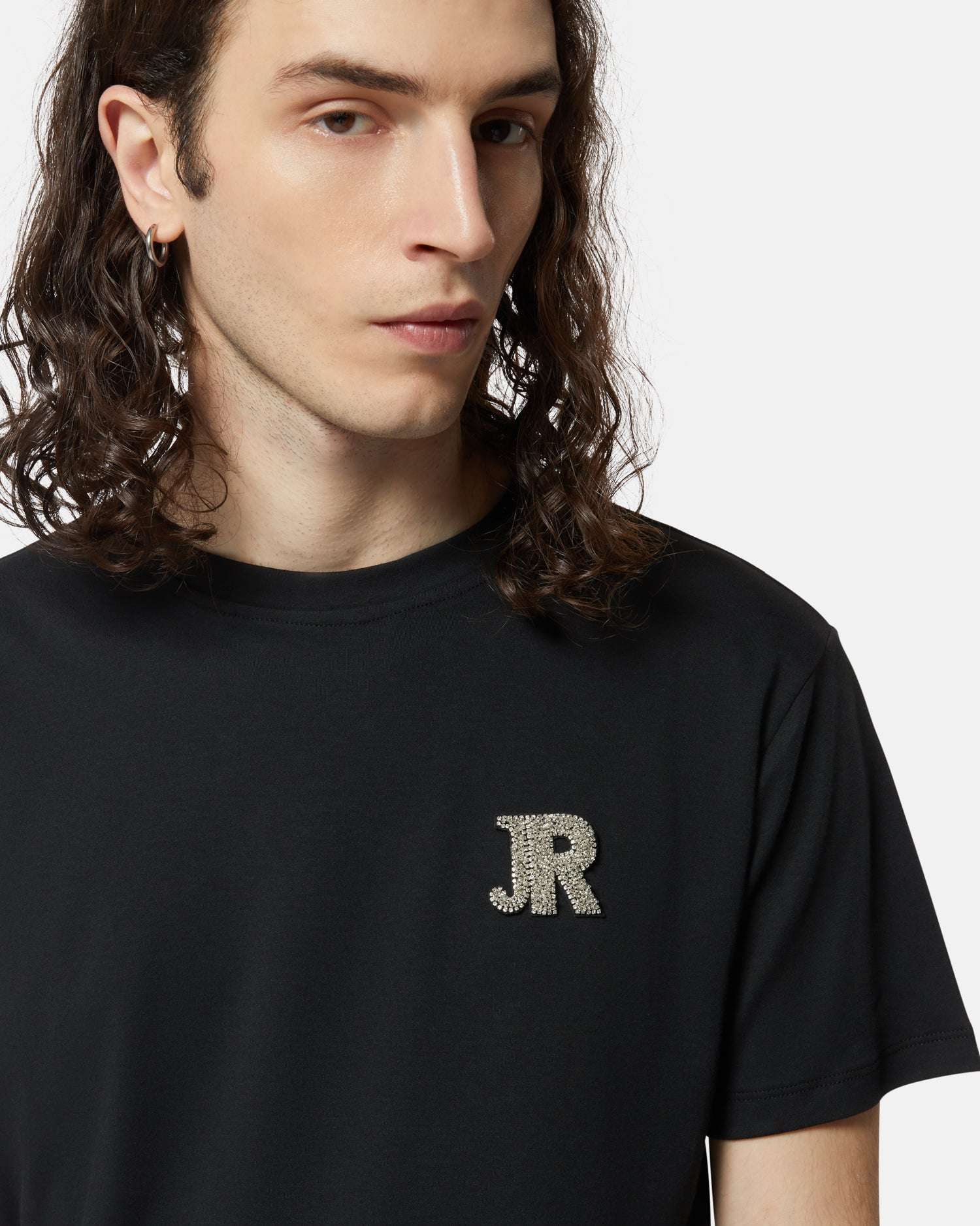 T-shirt nera con logo ricamato - Image 4