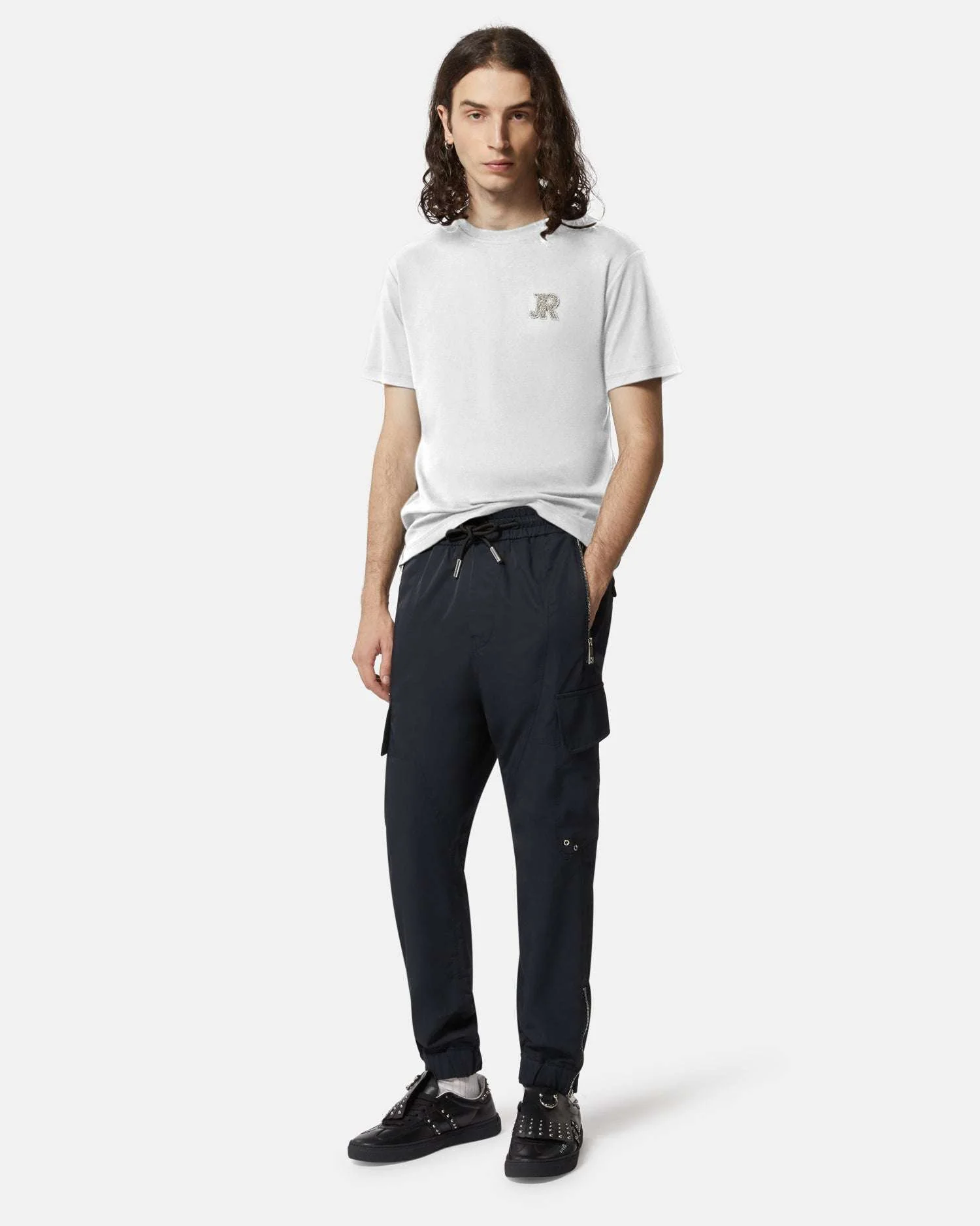T-shirt nera con logo ricamato - Image 5